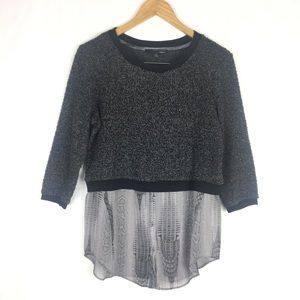 Elie Tahari Women’s Sweater Sheer Shirt Bl/Gry S